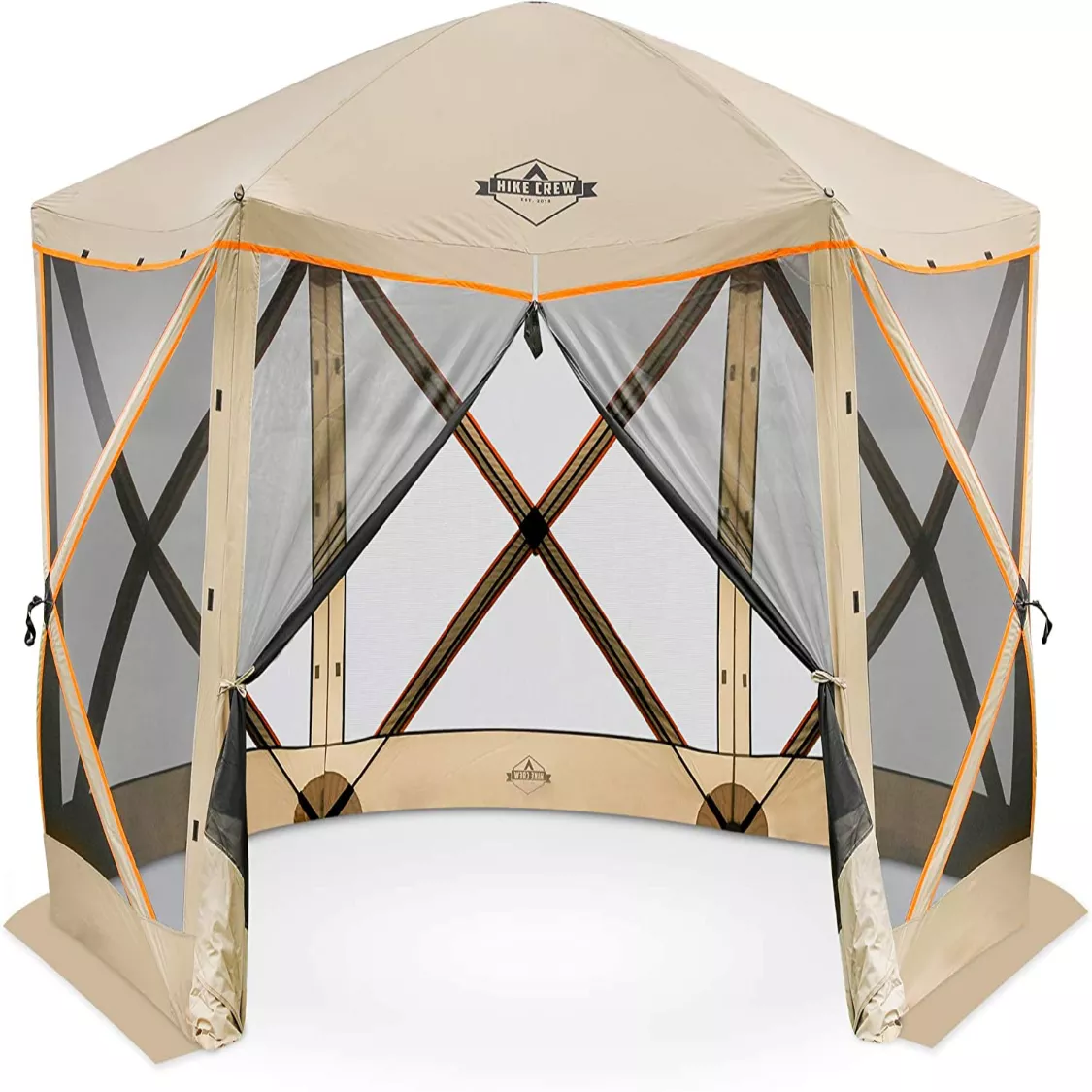 Hike Crew 6-Panel Pop-Up Screen House Gazebo 140"x140"Instant Setup, Black