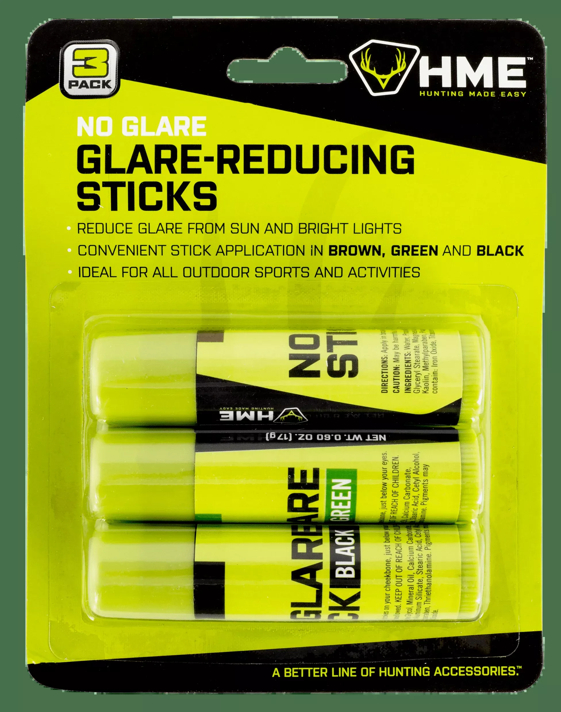 Hme Face Paint, Hme Stk-3pkBlk/brwn/grn Face Paint Stick