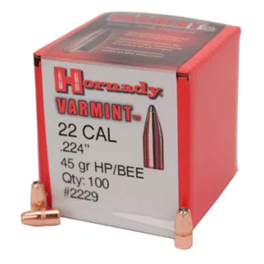HORNADY 2229 22 CAL .224 45 GR HP (218 BEE) 100 CT.