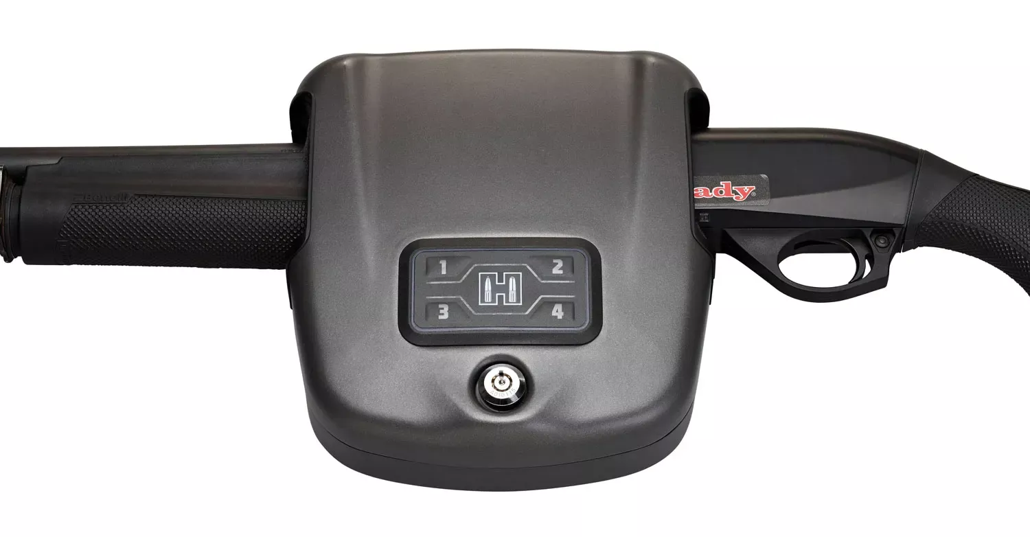 Hornady Rapid Safe Shotgun Wall Lock RFID Access Code Key Entry Black Steel Holds Shotgun 8.50 L x 9.20" W x 2.70" D"