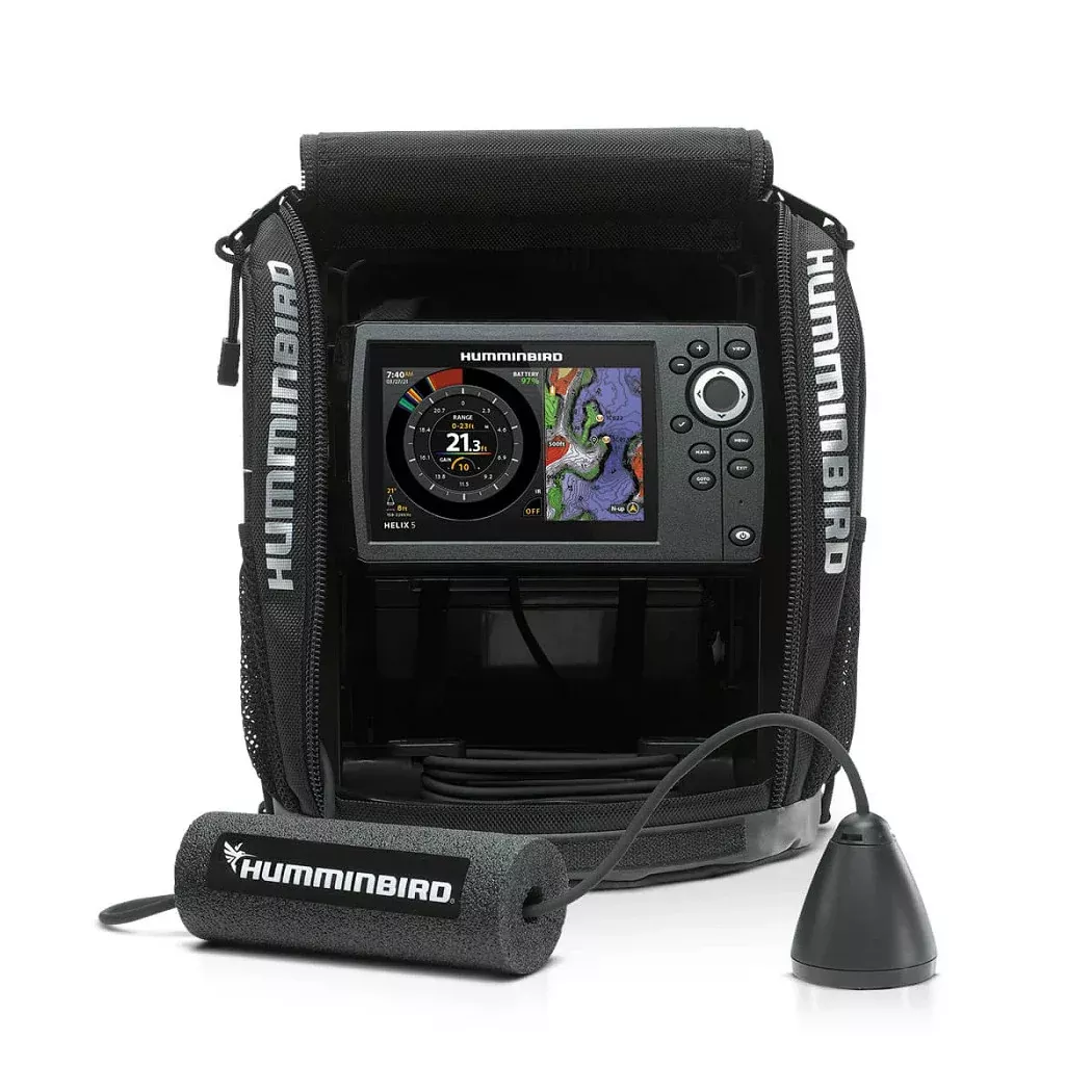 Humminbird Ice Helix G3 5 GPS 5″ Fish Finder/Chartplotter with Transducer, Basemap• 411730-1
