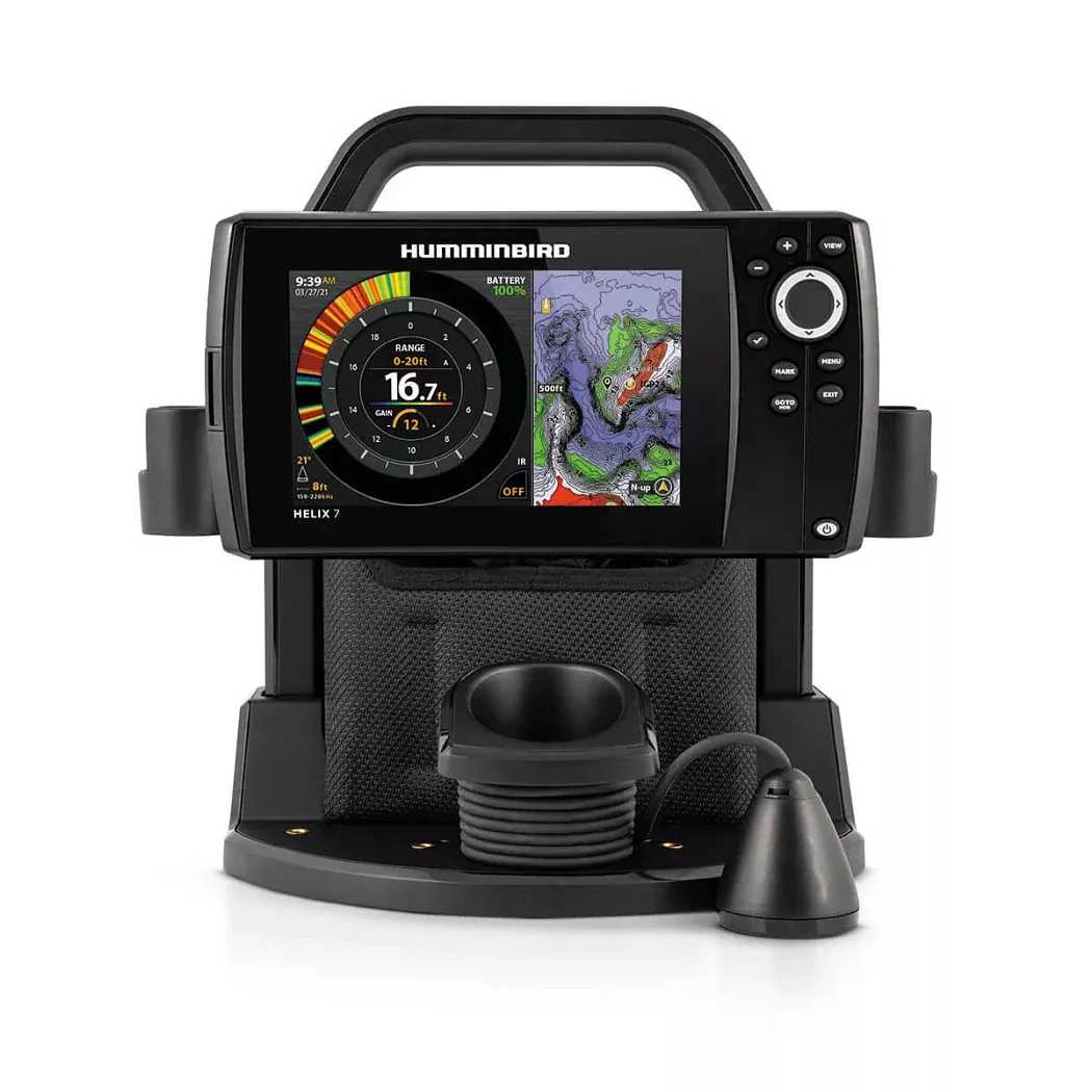 Humminbird Ice Helix G4 7 GPS 7″ Fish Finder/Chartplotter with Transducer, Basemap• 411750-1