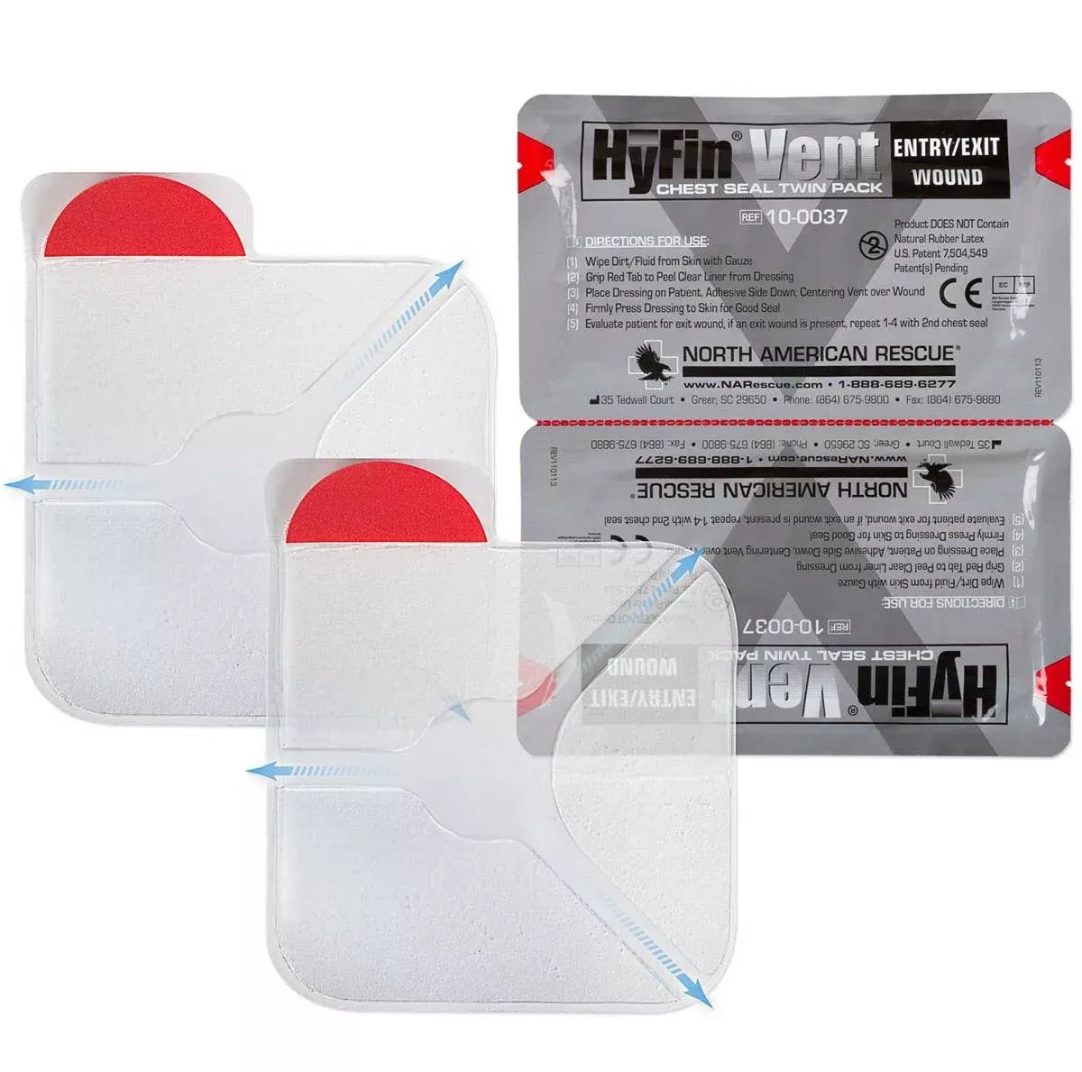 Hyfin Vent Chest Seal, 6″ x 6″, Twin Pack
