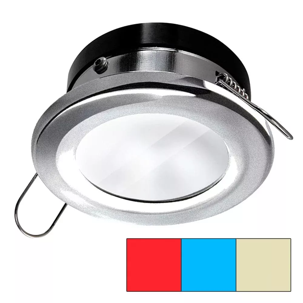i2Systems Apeiron A1120 Spring Mount Light – Round – Red, Warm White & Blue – Brushed Nickel