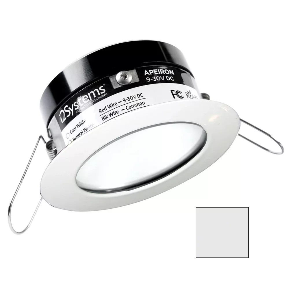 i2Systems Apeiron PRO A503 – 3W Spring Mount Light – Round – Cool White – White Finish [A503-31AAG]