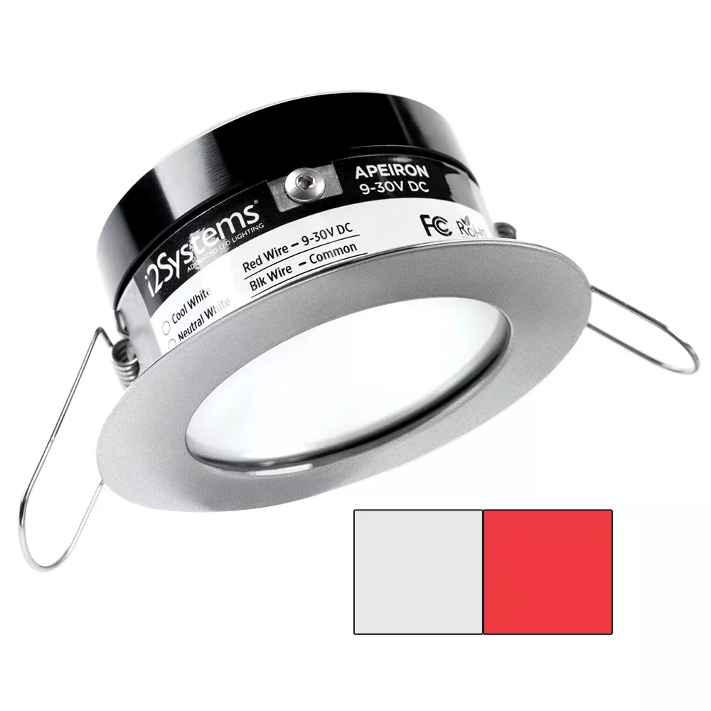 i2Systems Apeiron PRO A503 – 3W Spring Mount Light – Round – Cool WhiteRed – Brushed Nickel Finish [A503-41AAG-H]