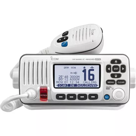 Icom Fixed-Mount VHF Radio with GPS Receiver, White• M424G WHITE