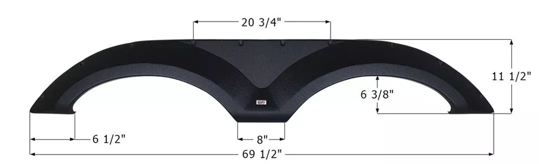 Icon Forest River Tandem Fender, Black, 69-1/2″ L x 11-1/2″ H• 14183