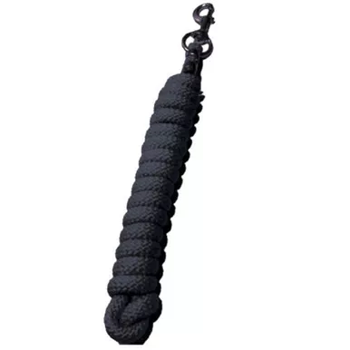 INTREPID INTERNATIONAL 8ft Black Braided Poly Lead Rope with Solid Brass Snap (8SB13)