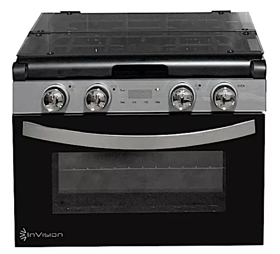 InVision 17″ RV Gas Range • 3-Burner Drop-In Range • Black• 480-2730