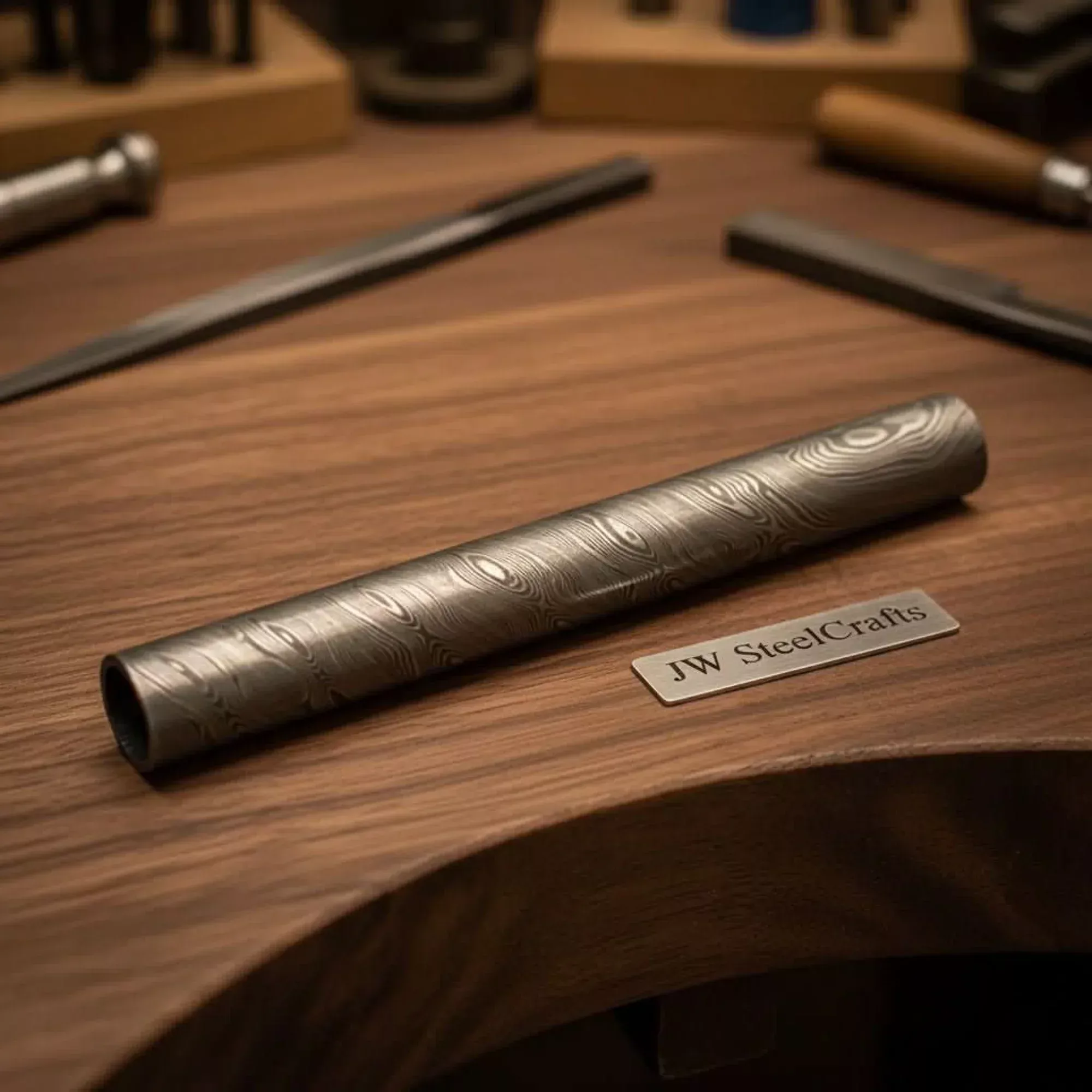 Ironshine Damascus Ring Rod 10″ Handmade Multi-Use Bar