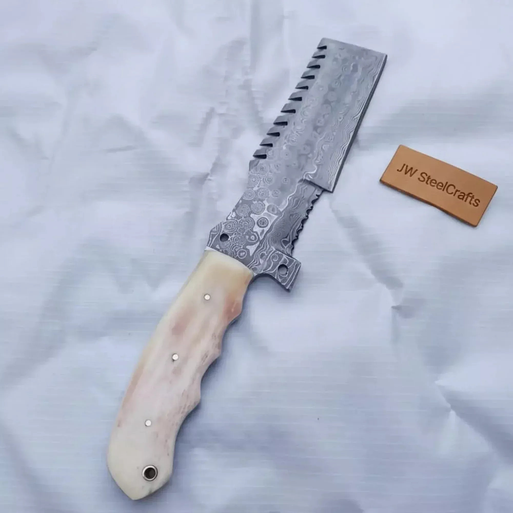 Ivoryedge Traditional Tracker Style Bull Knife 10″ Bone Handle Fixed Blade Bushcraft Survival Knife