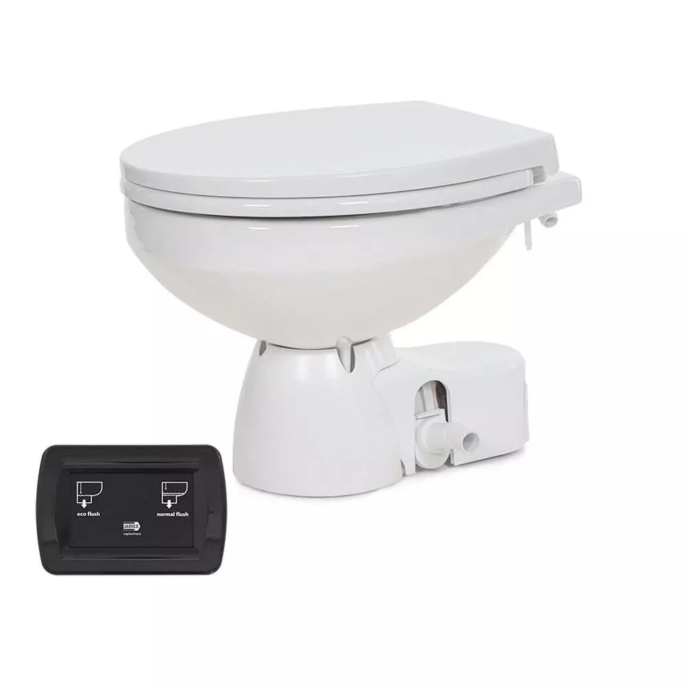 Jabsco Quiet Flush E2 Raw Water Toilet Regular Bowl - 24V Soft Close Lid - 38245-4194RSP