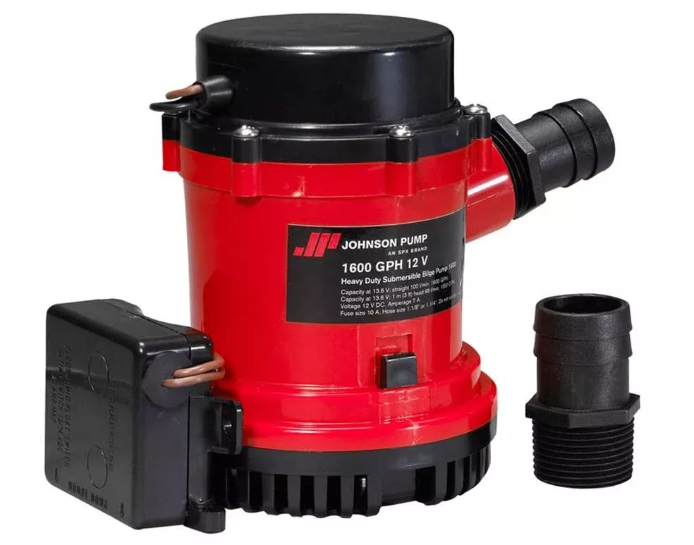 Johnson Pump 12 V 1596 GPH Electric Heavy Duty Automatic Impeller Submersible Bilge Pump with Ultima Switch• 01674-001