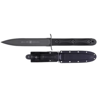 KA-BAR EK44 Ek Model 4 Fixed Knife 12.63" Double-Edge Spear Point 1095 Cro-Van Blade, Black Glass Filled Nylon Handle