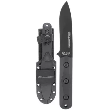 KA-BAR EK51 Ek Commando Short Fixed Knife 4.3125" Drop Point 1095 Cro-Van Blade, Black Ultramid Handle