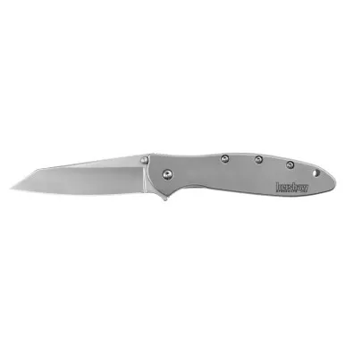 Kershaw 1660R Leek, Random Folding Knife Assisted SpeedSafe Reverse Tanto 3.00" Sandvik 14C28N Plain Edge Blade, Stainless Steel Handle