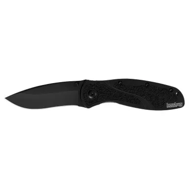 Kershaw 1670BLK Blur, Black Folding Knife Assisted SpeedSafe Drop Point w/ Recurve 3.40" Cerakote Sandvik 14C28N Plain Edge Blade, Black Handle