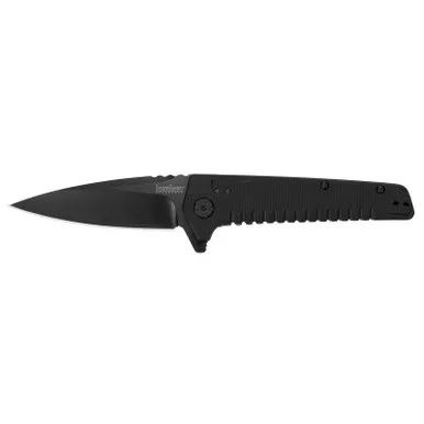 Kershaw 1935 Fatback Folding Knife Assisted SpeedSafe Drop Point 3.50" Black-Oxide Coating 8Cr13MoV Plain Edge Blade, Black Handle