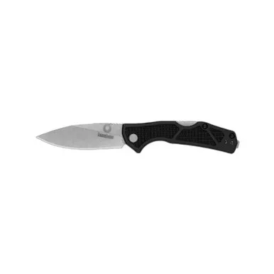 Kershaw 2034 Debris Folding Knife 2.75" D2 59-60 Stonewashed Clip Point Plain Edge Blade, Black Glass-Filled Nylon Handle