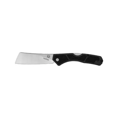 Kershaw 2043 Hatch Cleaver Folding Knife 3.15" D2 Stonewashed Plain Edge Blade, Black Glass-Filled Nylon Handle