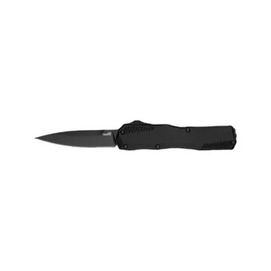 Kershaw 9000BLK Livewire OTF (Out-the-Front) Automatic Knife 3.3" CPM Magnacut Black PVD Coating Spear Plain Edge Blade, Black Anodized Handle