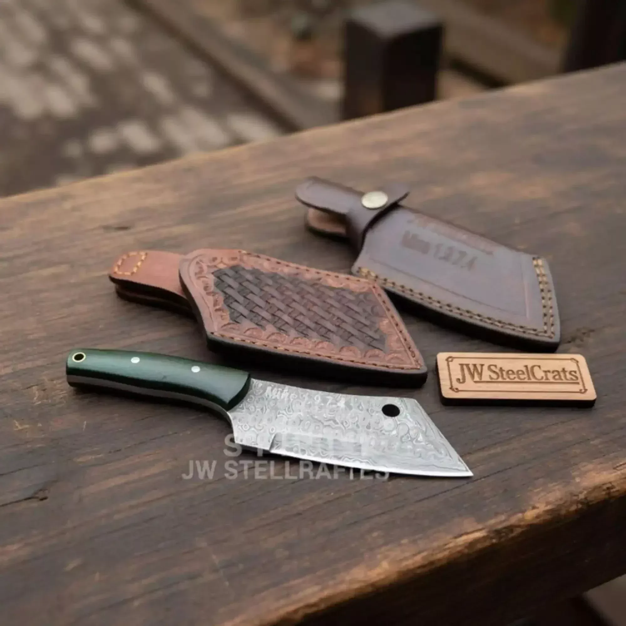 Ko-Bunka Knife Damascus Steel, Reverse Tanto