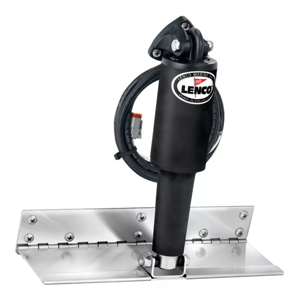 Lenco 4" x 12" Limited Space Trim Tab Kit without Switch Kit 12V - Electro-Polished - Standard Actuator - 15126-101
