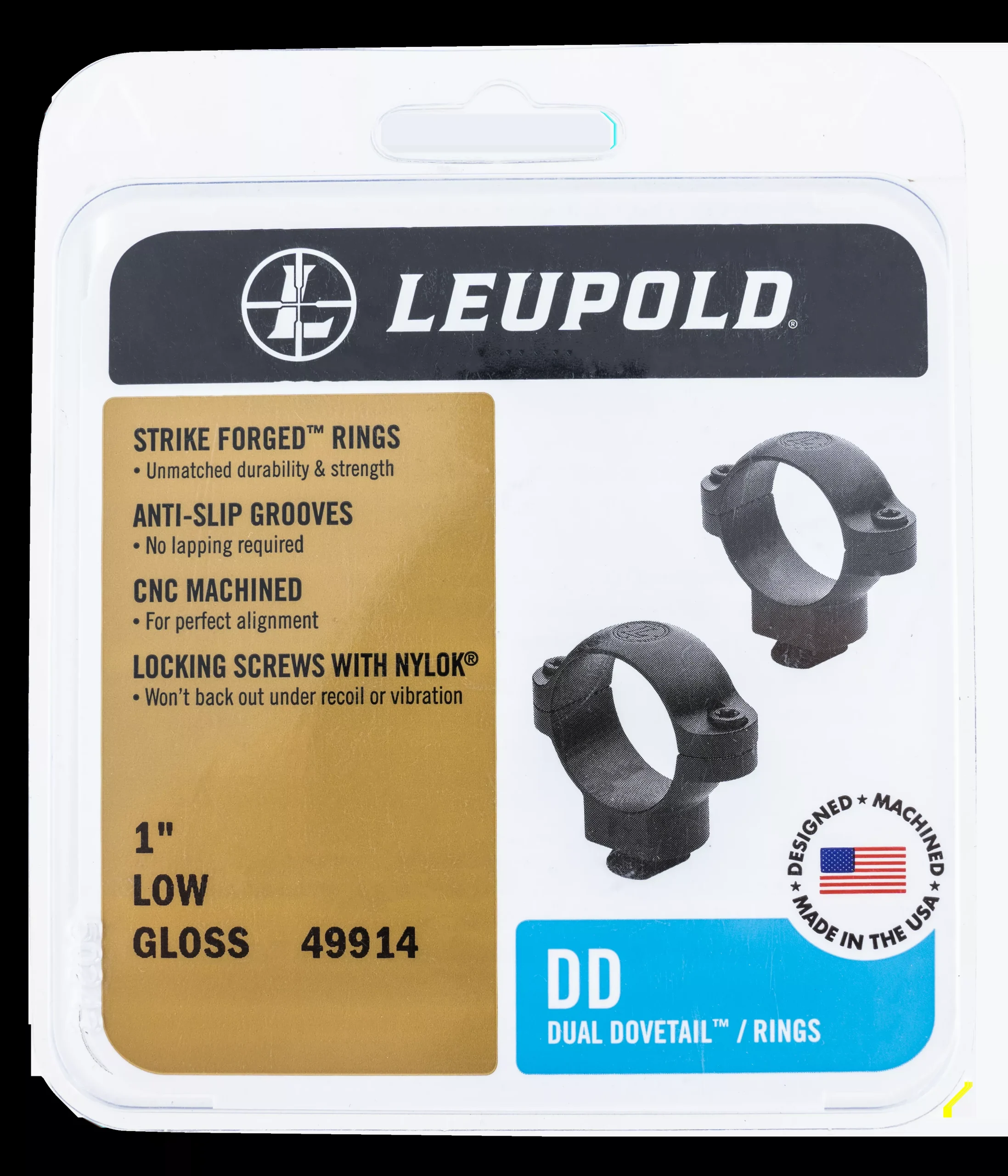 Leupold 49919 Dual Dovetail Scope Ring Set Dual Dovetail Super High 1″ Tube Matte Black Steel