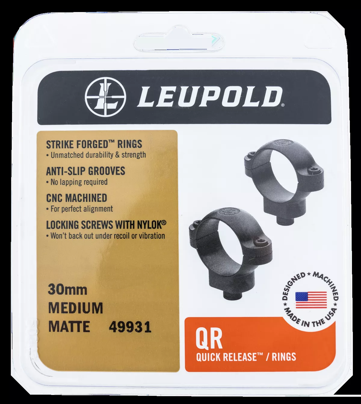 Leupold 51717 Quick Release Scope Ring Set Dual Dovetail Low 30mm Tube 0 MOA Matte Black Steel