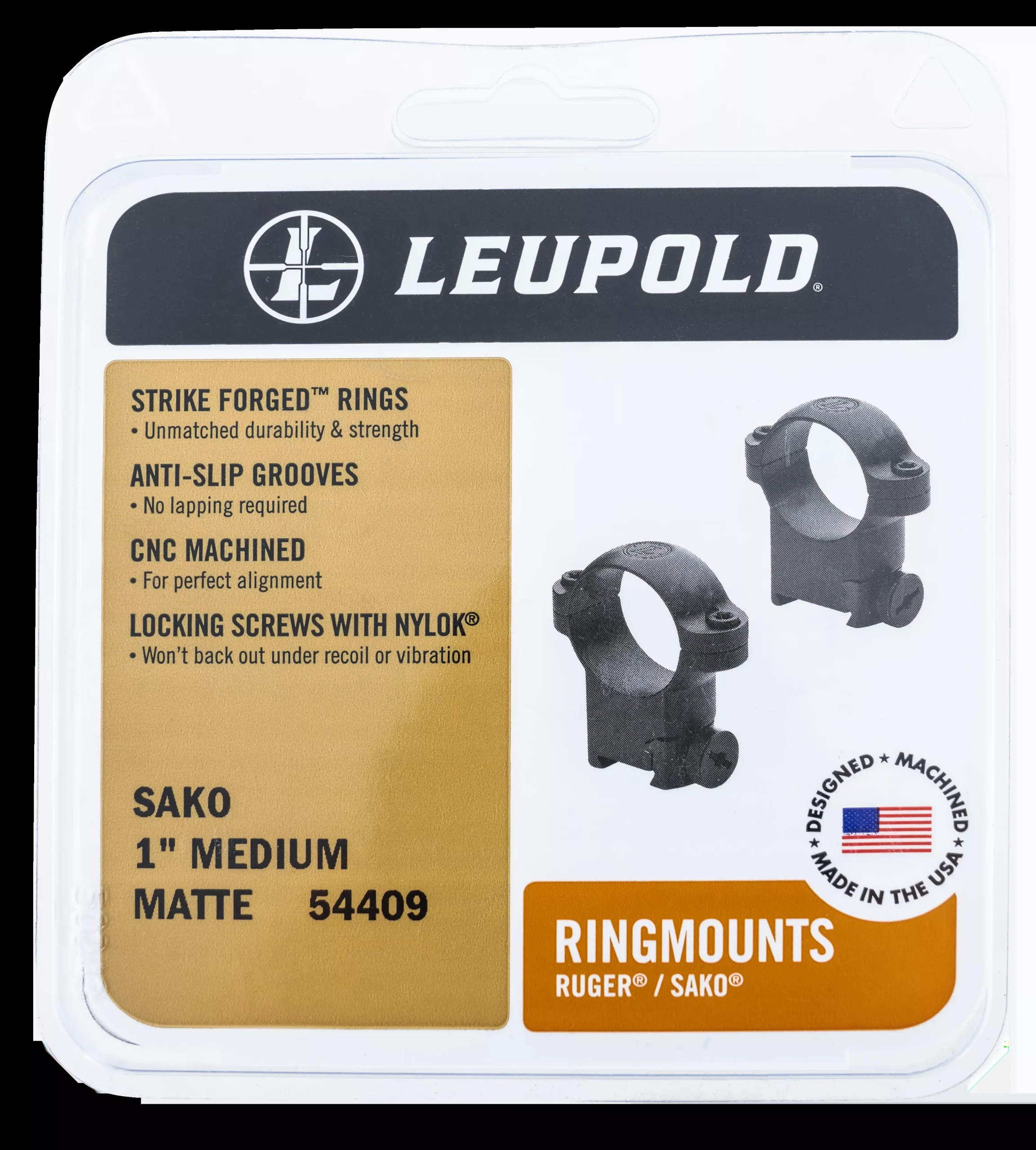 Leupold 54410 Ringmounts Scope Ring Set Sako High 1″ Matte Black Steel