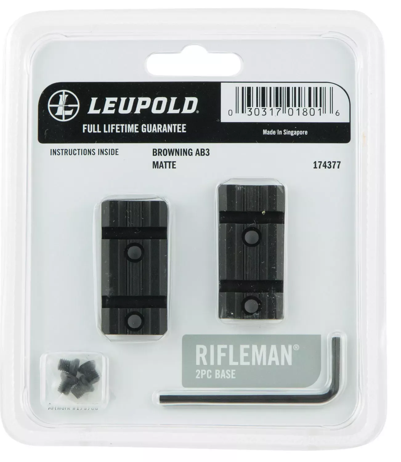 Leupold Rifleman Base Set Matte Black Browning AB3 Aluminum Rifle