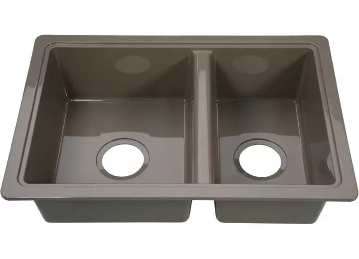 Lippert ABS Plastic Drop-In Rectangular Double Bowl Kitchen Sink – 25″L x 17″W• 808488