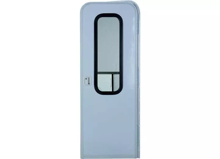Lippert Right Hinge Upgraded RV Radius Entry Door with Screen Door – 26″ x 72″, Polar White• V000431028