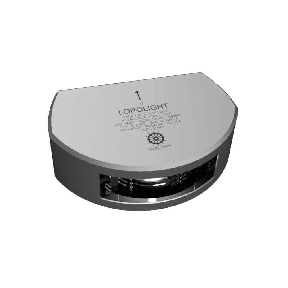 Lopolight 135° Stern Light – 2nm – Silver Housing – Single – Vertical Mount