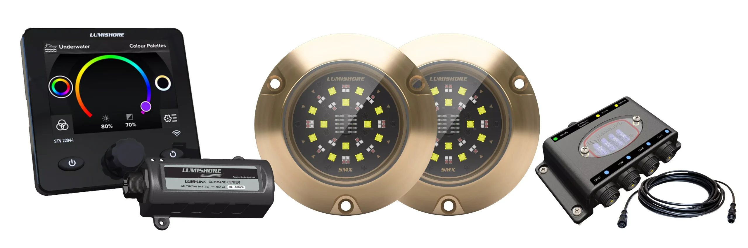 Lumishore Underwater Light Bundle | SMX153 EOS (Set of 2) | Full Spectrum Color Control | For Small to Medium Boats & Yachts