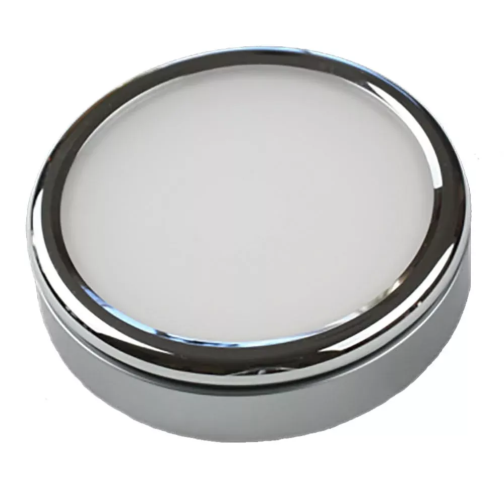 Lunasea Polished Puck Surface Mount Light – Warm White – 12/24VDC – LLB-33VW-81-OT