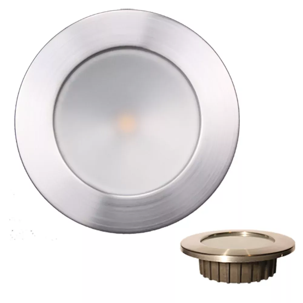 Lunasea ZERO EMI Recessed 3.5 LED Light – Warm White, Blue w/Brushed Stainless Steel Bezel – 12VDC [LLB-46WB-0A-BN]