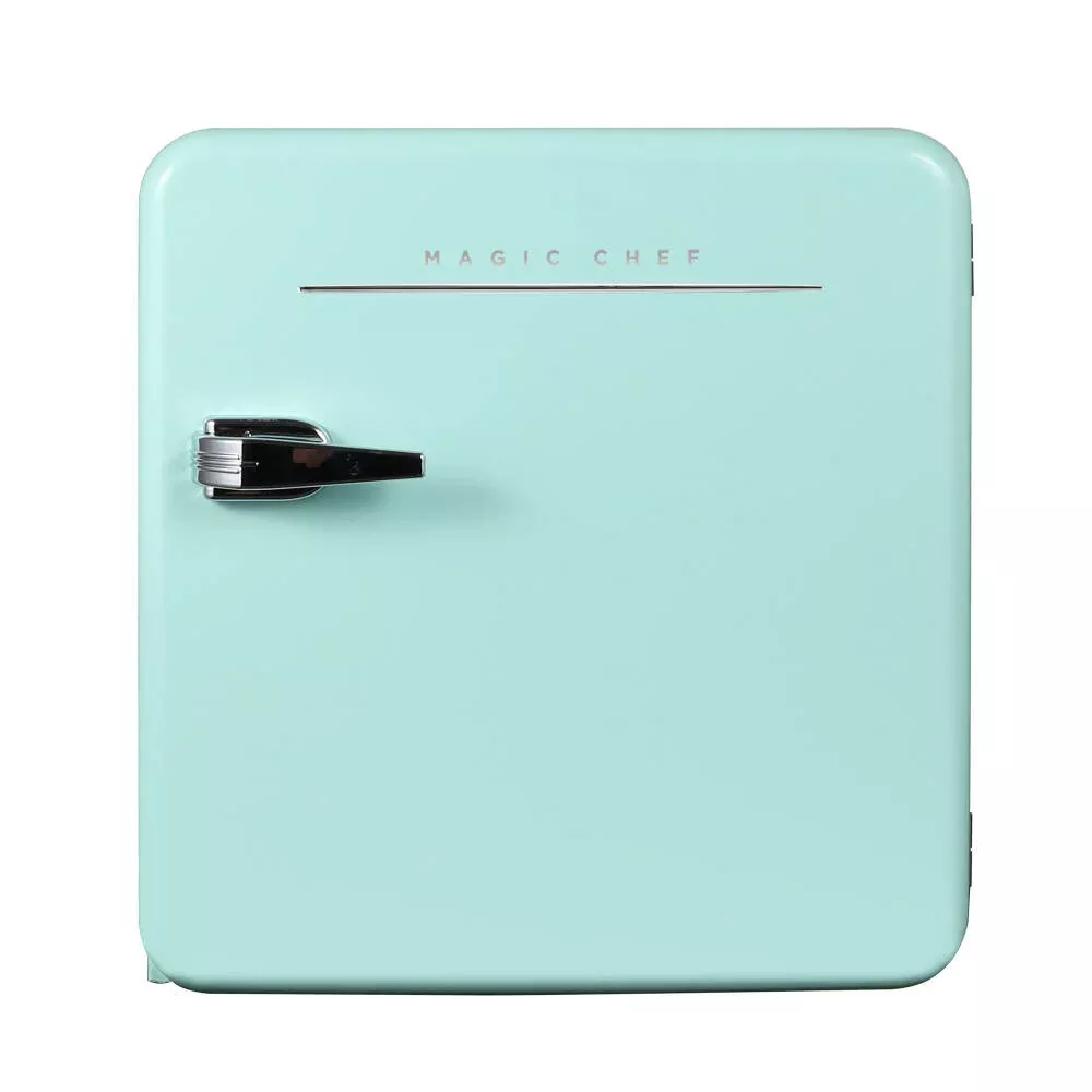 Magic Chef 1.6 Cubic Feet Retro Style Mini Fridge, Mint Green• MCR16CHM