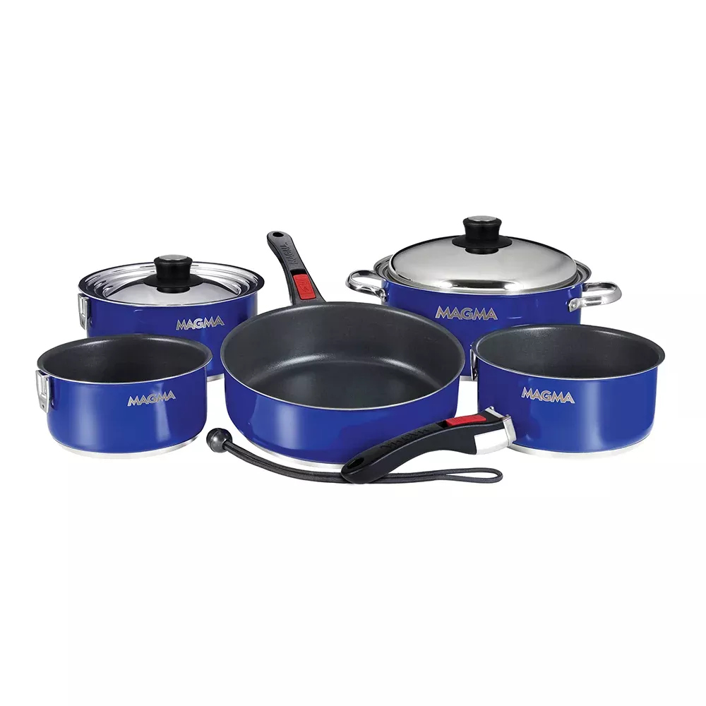 Magma Nestable 10 Piece Induction Non-Stick Enamel Finish Cookware Set – Cobalt Blue [A10-366-CB-2-IN]