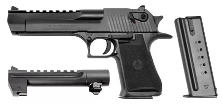 Magnum Research Desert Eagle Mark XIX Conversion Combo .44RemMag/.50AE 7+1/ 8+1 6″ Black Carbon Steel 3-Dot SAO Black DE50WB6