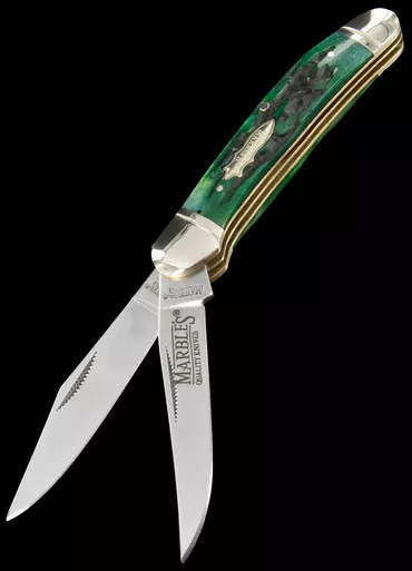 Marbles Copperhead Green Stag Folding Knife