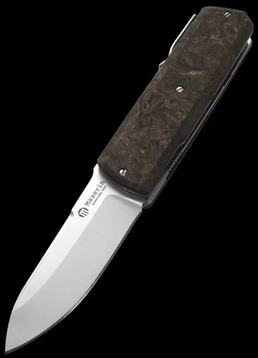 Maserin Silver 410 Fat Carbon "Gold Dark Matter" Folding Knife