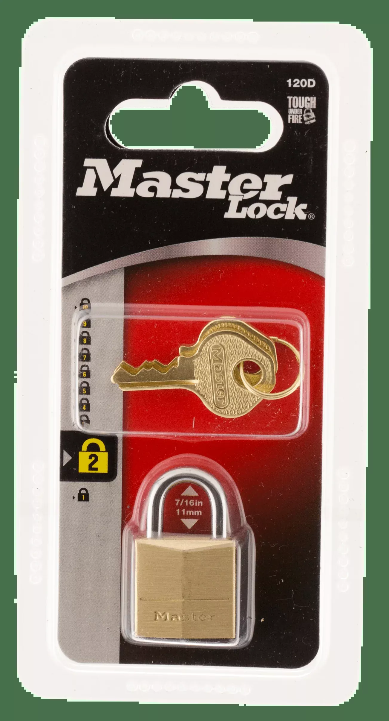 Master Lock Padlock, Master 120dBrass Body Padlock