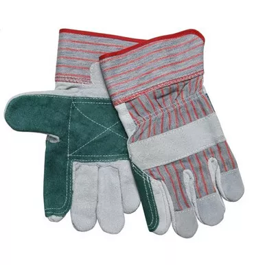 MCR Safety 1211 Split Leather Double Palm Work Gloves w/ 2.5" Rubberized Cuff