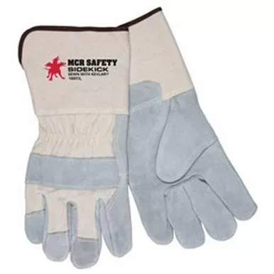 MCR Safety 16011 Sidekick Series Select Side Split Leather Palm Work Gloves w/ 4.5" Gauntlet Cuff