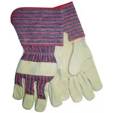 MCR Safety 1933 Industry Grain Leather Palm Work Gloves w/ 4.5" Rubberized Gauntlet Cuff