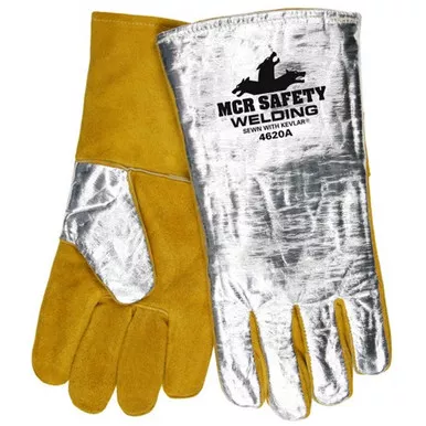 MCR Safety 4620A Premium Side Split Leather, Aluminized Back Welding Work Gloves