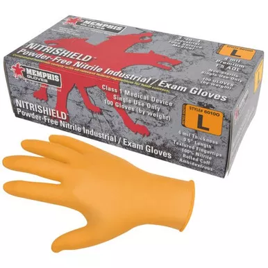 MCR Safety 6010O NitriShield™ 4 mil Orange Disposable Powder-Free, Textured Grip Medical Grade Nitrile Gloves