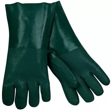 MCR Safety 6424 14" Double Dipped Sandy Green PVC Coated, Soft Jersey Lined Work Gloves